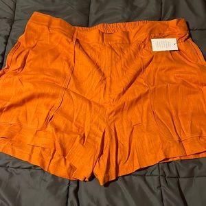 BNWT ELOQUII orange linen shorts.
